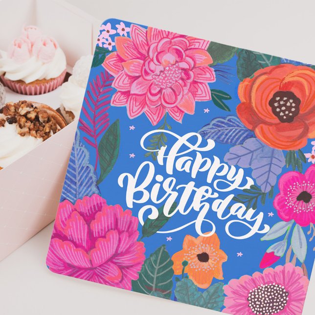 Ljust blomsterfödelsedagsgratulationskort (Bright Floral Birthday greeting card)