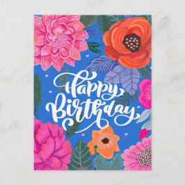 Ljust blomsterfödelsedagsgratulationskort vykort