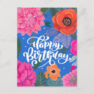 Ljust blomsterfödelsedagsgratulationskort vykort