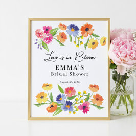 Ljust blomsterträdgård Rosa orange välkomstskylt Poster