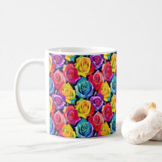 Ljust blomstertryck, akvarellrosor kaffemugg