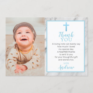 Ljust Blue Boy Marble Baptism Photo Tackto You Car Inbjudningar