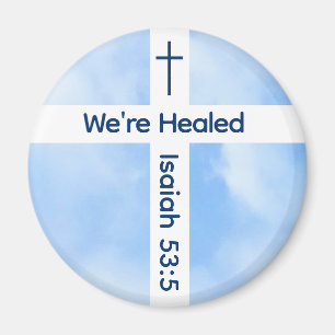 Ljust Blue Christian Kor Bible Verse Healing Magnet