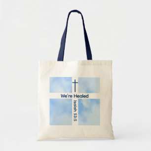 Ljust Blue Christian Kor Bible Verse Healing Tygkasse