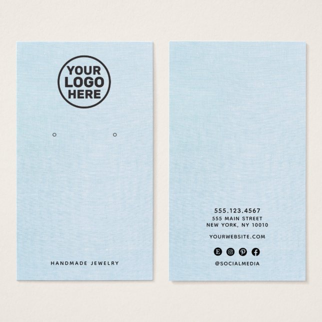 Ljust Blue Earring Add Logotyp Visning Holder Visitkort (Framsida & baksida)