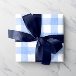 Ljust Blue Watercolor Gingham Wrapping Papper Presentpapper