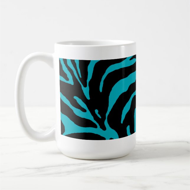 Ljust Blue Zebra Rand Animal Print Kaffemugg (Vänster)