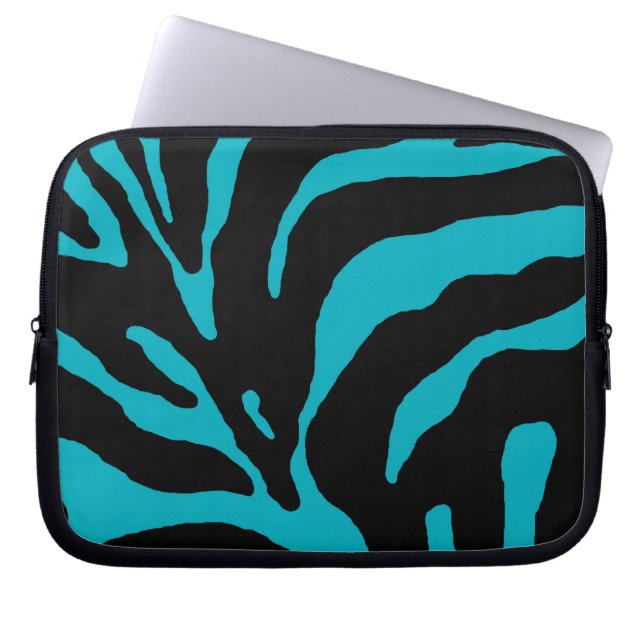 Ljust Blue Zebra Rand Animal Print Laptop Fodral (Framsidan)