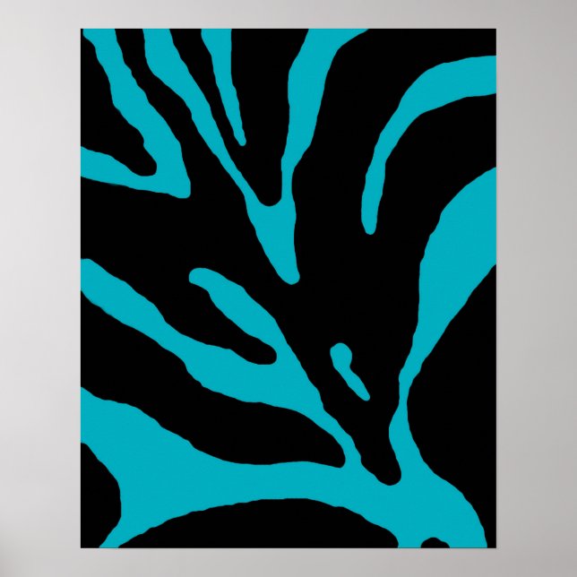 Ljust Blue Zebra Rand Animal Print Poster (Framsidan)