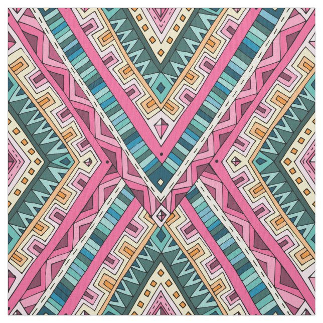 Ljust Boho färgrikt abstrakt stam- mönster Tyg (Provkarta)