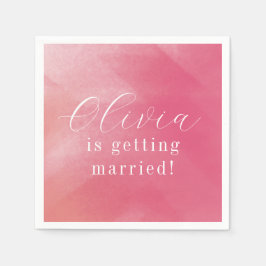 Ljust Boho Rosa Ombre Kursiv Namn Bröllopsfest Pappersservett