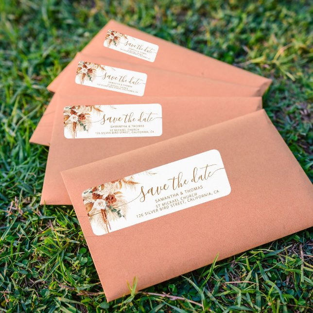 Ljust Boho Spara Datum Bröllop Returadress Returadress Etikett (Skapare uppladdad)