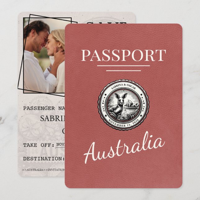 Ljust Burgundy Australia Passport Spara datum Datumet (Fram/baksida)