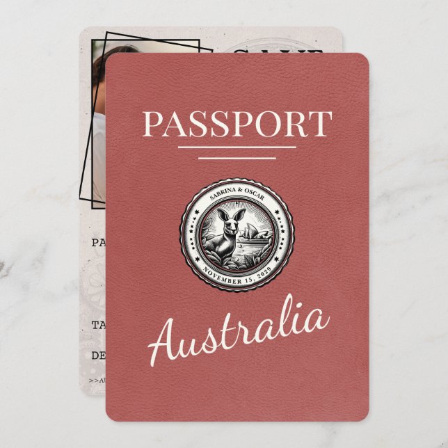 Ljust Burgundy Australia Passport Spara datum Spara Datumet (Fram/baksida)