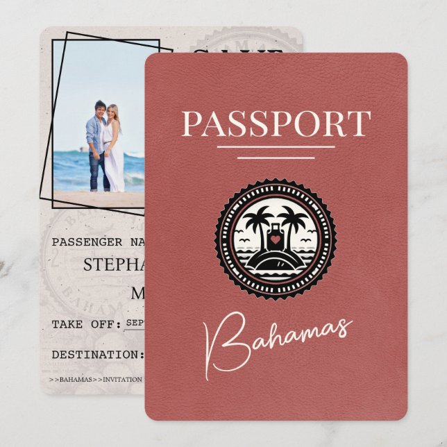 Ljust Burgundy Bahamas-pass Spara datum Datumet (Fram/baksida)