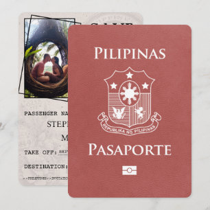 Ljust Burgundy Filippinskt pass Spara datum Datumet