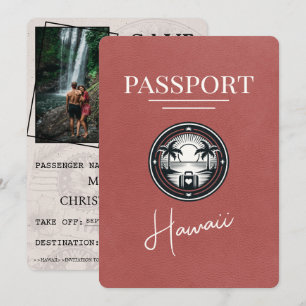 Ljust Burgundy Hawaii-passet sparar datumet Spara Datumet