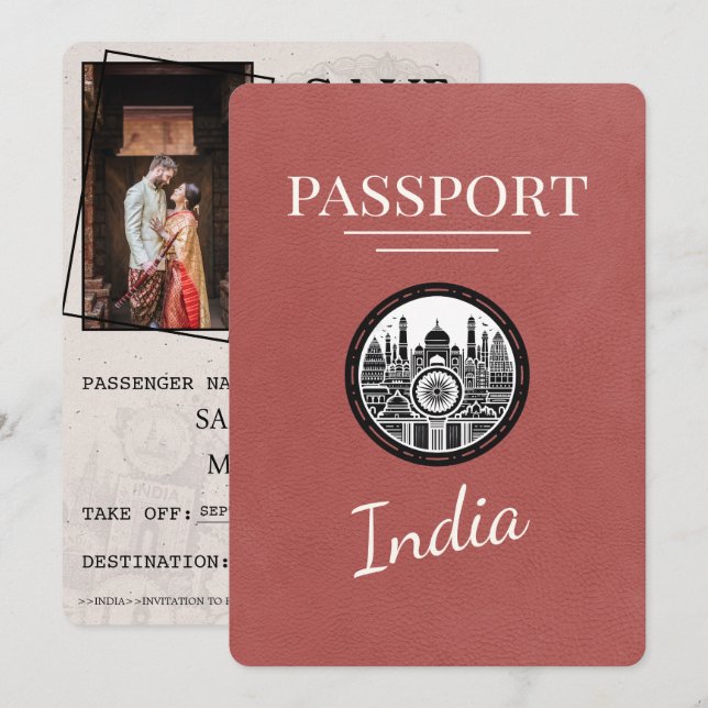 Ljust Burgundy India Passport Spara datum Datumet (Fram/baksida)