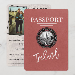 Ljust Burgundy Ireland Passport Spara datum Datumet