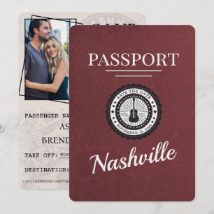 Ljust Burgundy Nashville Passport sparar datum Spara Datumet