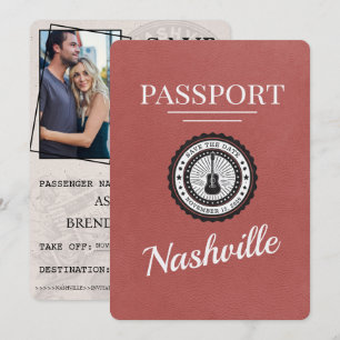 Ljust Burgundy Nashville Passport sparar datum Spara Datumet