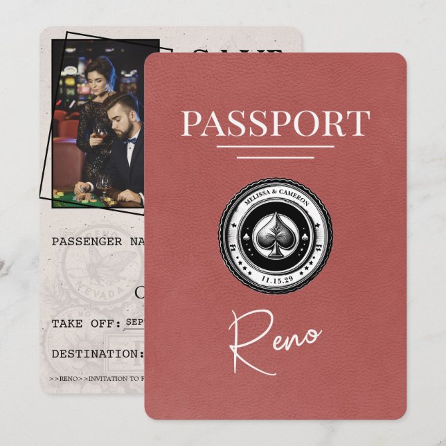 Ljust Burgundy Reno Passport Spara datum Datumet (Fram/baksida)