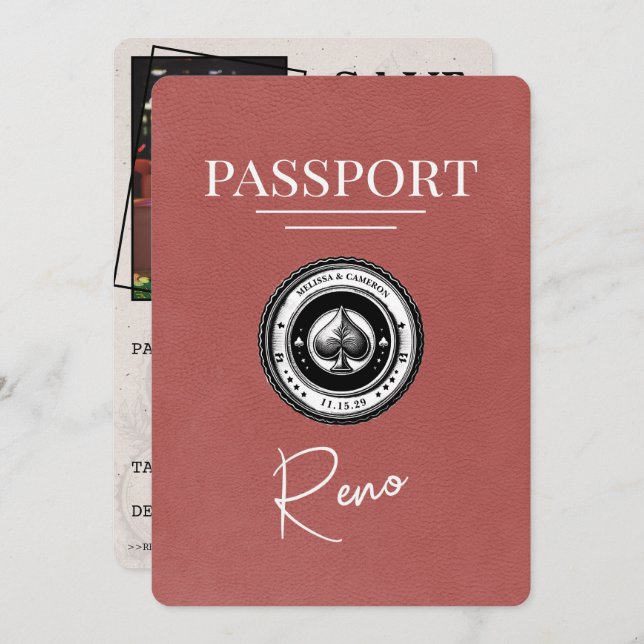 Ljust Burgundy Reno Passport Spara datum Spara Datumet (Fram/baksida)