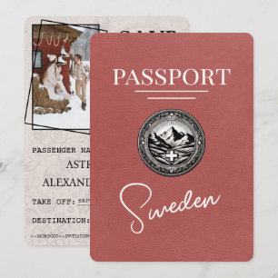 Ljust Burgundy Sverige Passport Spara datum Datumet