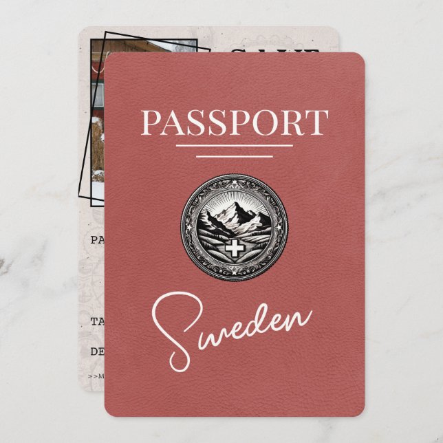Ljust Burgundy Sverige Passport Spara datum Spara Datumet (Fram/baksida)