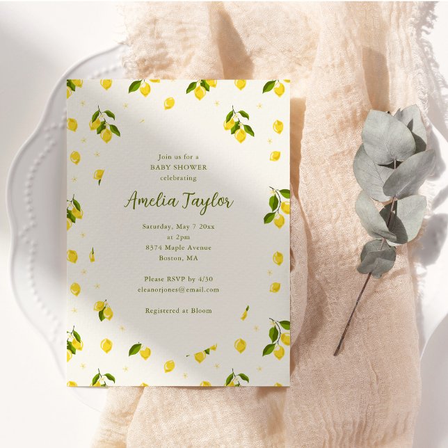 Ljust Citron Citrus Frukt Sommar Bebis Shower Inbjudningar (Skapare uppladdad)