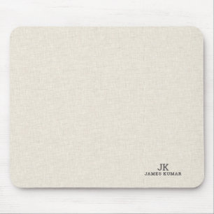 Ljust Cream Linen Struktur Skriv ut Monogram Musmatta