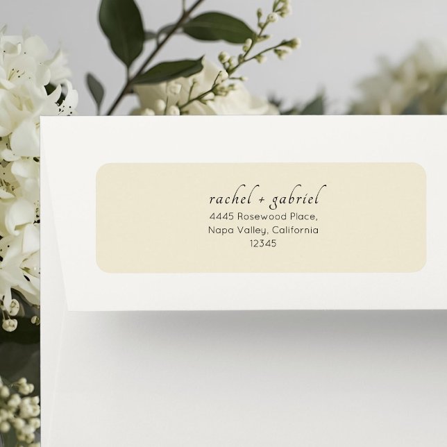 Ljust dammigt gult | Elegant Enkel Ren Bröllop Returadress Etikett (Skapare uppladdad)
