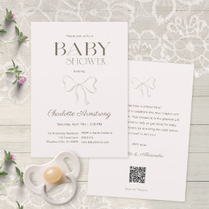 Ljust dammrosa akvarellbåge Baby Shower Inbjudningar