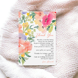 Ljust djärv boho trädgård blommande bröllopsdusch tack kort