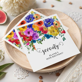 Ljust & djärva blommor 70-årsdag pappersservett