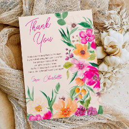 Ljust djärva vilda blommor skrift bröllopsdusch tack kort