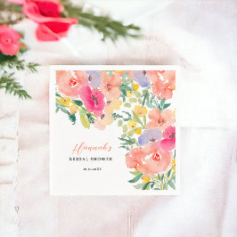 Ljust djärvt boho trädgårds blommig bröllopsdusch pappersservett