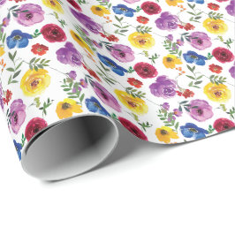 Ljust & djärvt vattenfärg blommor presentpapper