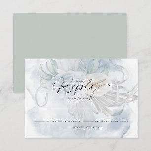Ljust Dusty Blue BOHO Blommigt Reply OSA Kort