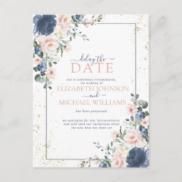 Ljust Dusty Blue  Rosa Guld Blommigt Fördröjningsd Helg Vykort