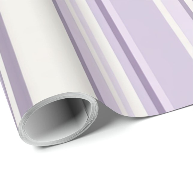 Ljust elfenbensvita lavendländska ränder presentpapper (Rullad Hörn)
