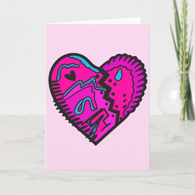 Ljust färgad 80-talsinspirerad hälsning  kort (Framsida)