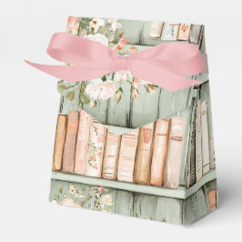 Ljust färgad bok med blommor på bokhylla presentaskar