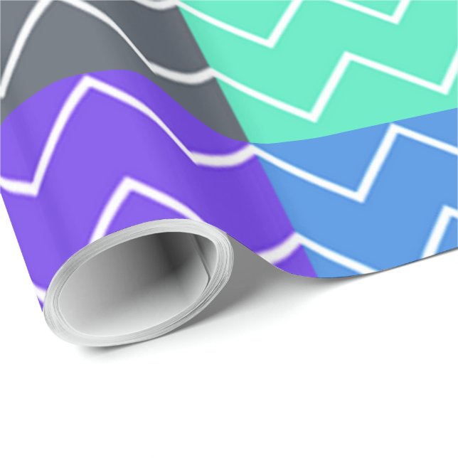 Ljust färgad cool chevron-mönster presentpapper (Rullad Hörn)