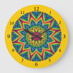 Ljust färgad Mandala 12-Sided Stor Klocka