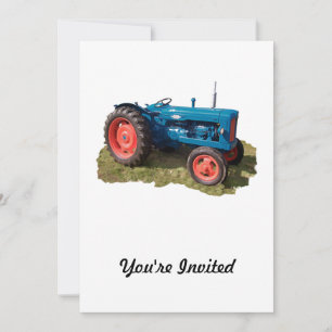 Ljust färgat antikt vintagetraktor & fält inbjudningar