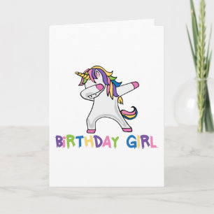 Ljust färgat badda Unicornfödelsedagflickan Kort