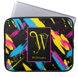 Ljust färgglada svep Monogram, Efternamn Laptop Fodral