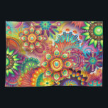 Ljust färgrikt abstrakt blommamönster kökshandduk<br><div class="desc">Ljust färgrikt abstrakt blommamönster</div>