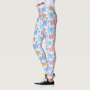 Ljust färgrikt Alpacamönster Leggings